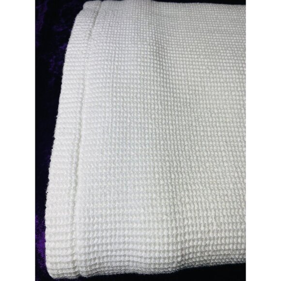 INUP HOME Fine Linens Waffle Weave Throw Blanket White Bedspread Portugal Cotton - Picture 3 of 8